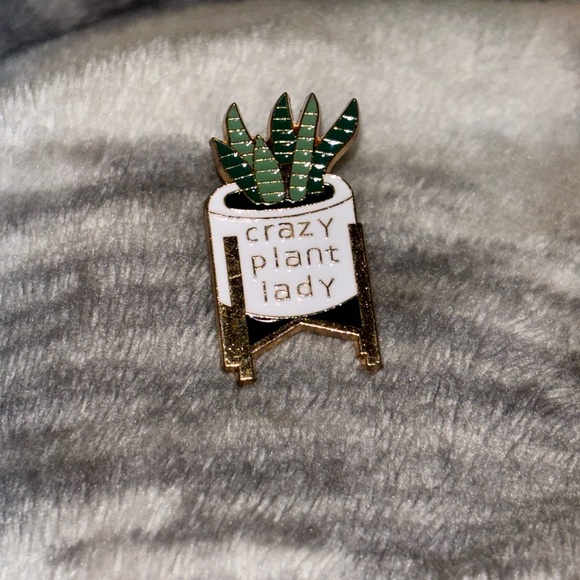 Unbranded Jewelry - Crazy Plant Lady Aloe Vera Plant Gold, Green, and White Enamel and Metal Pin